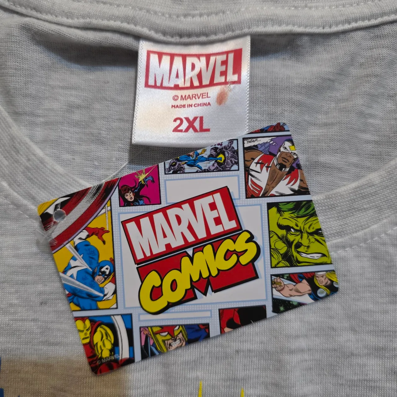 BNWT Marvel Comics Graphic T-Shirt Grey Marl - Men's 2XL - Captain America Iron – photo 3