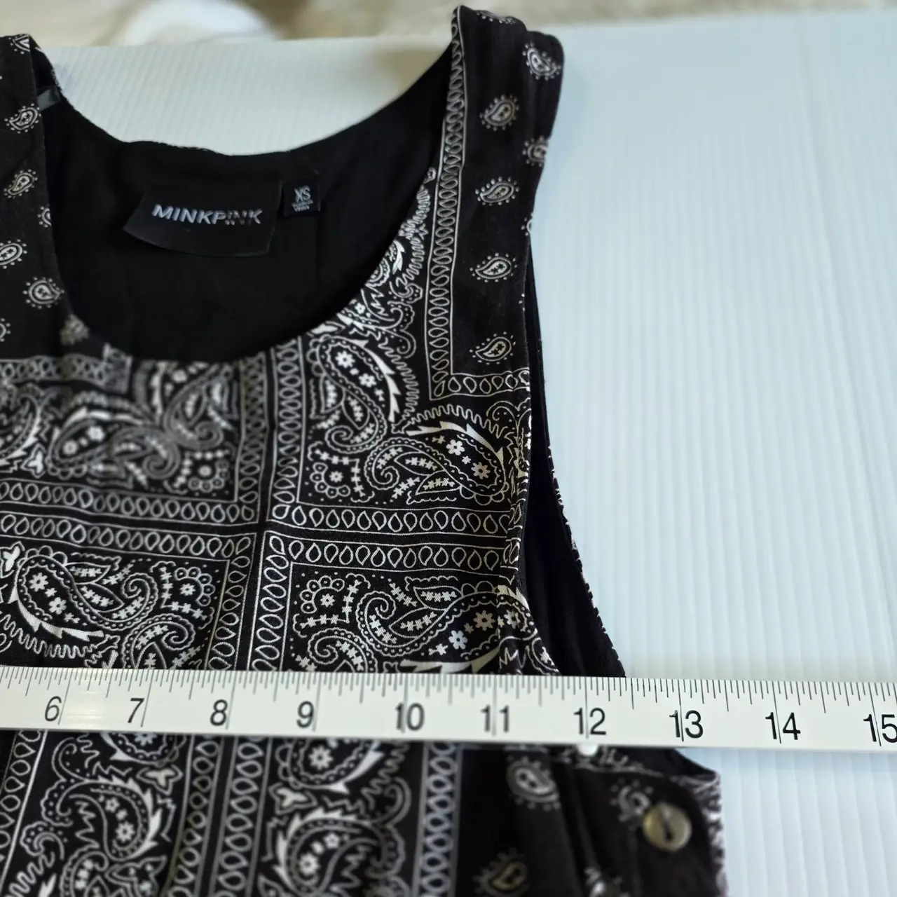 MINKPINK Black Bandana Paisley Mini Dress Western Grunge Festival Size XS / AU – photo 8