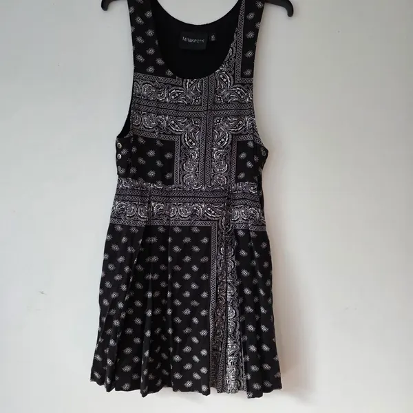 MINKPINK Black Bandana Paisley Mini Dress Western Grunge Festival Size XS / AU