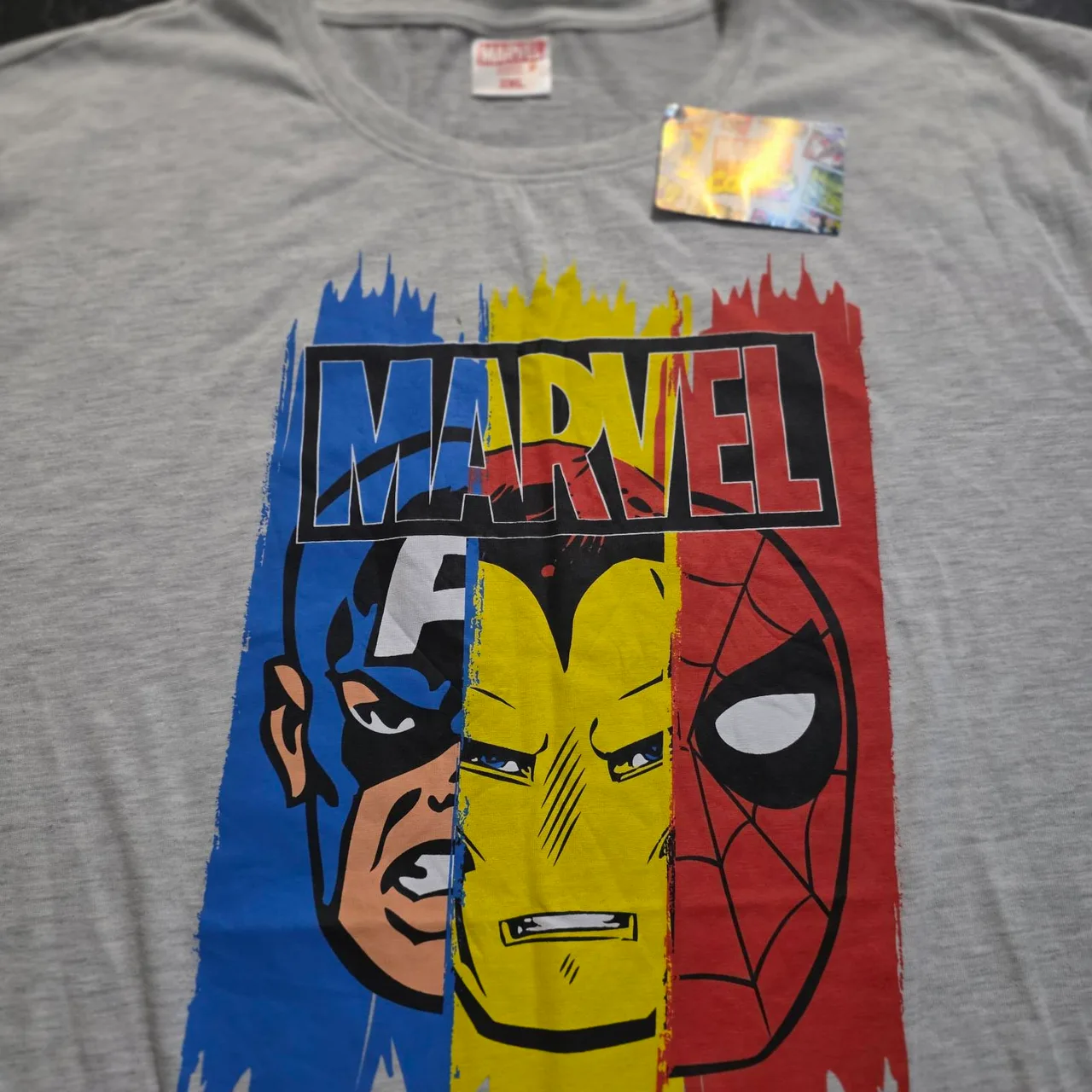BNWT Marvel Comics Graphic T-Shirt Grey Marl - Men's 2XL - Captain America Iron – photo 2
