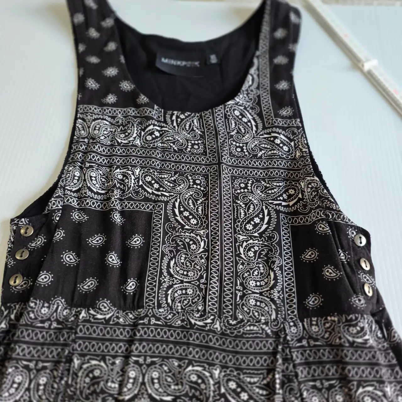 MINKPINK Black Bandana Paisley Mini Dress Western Grunge Festival Size XS / AU – photo 7