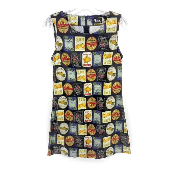 Revival Mini Dress Size 10 Sleeveless Shift Black Jam Label Unique Rare Festival