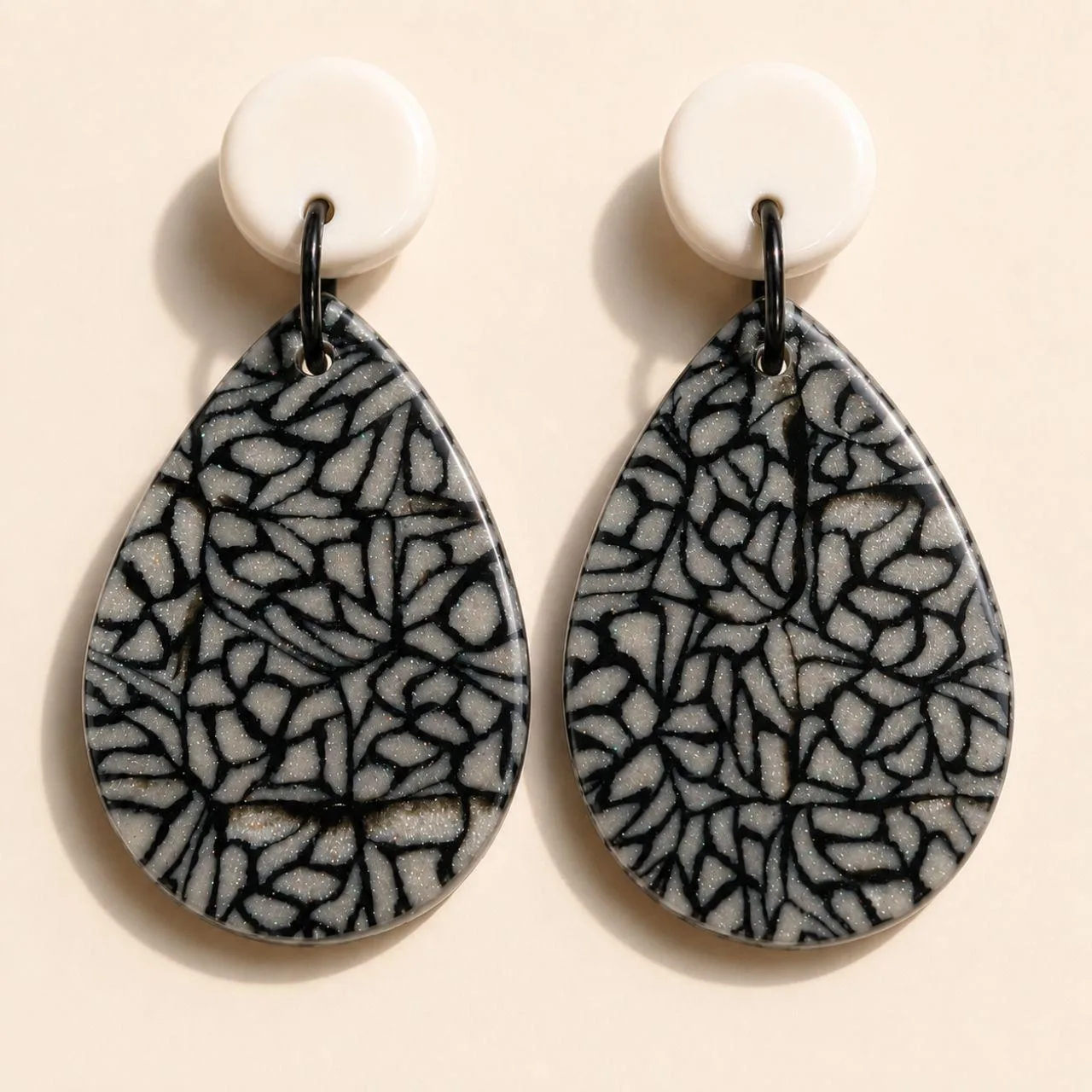 Black & Grey Statement Teardrop Earrings 🖤✨ — photo 2