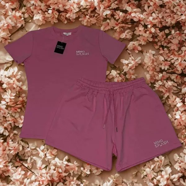 Women’s Pink 2‑Piece Cotton Terry Lounge Set - X-Large
