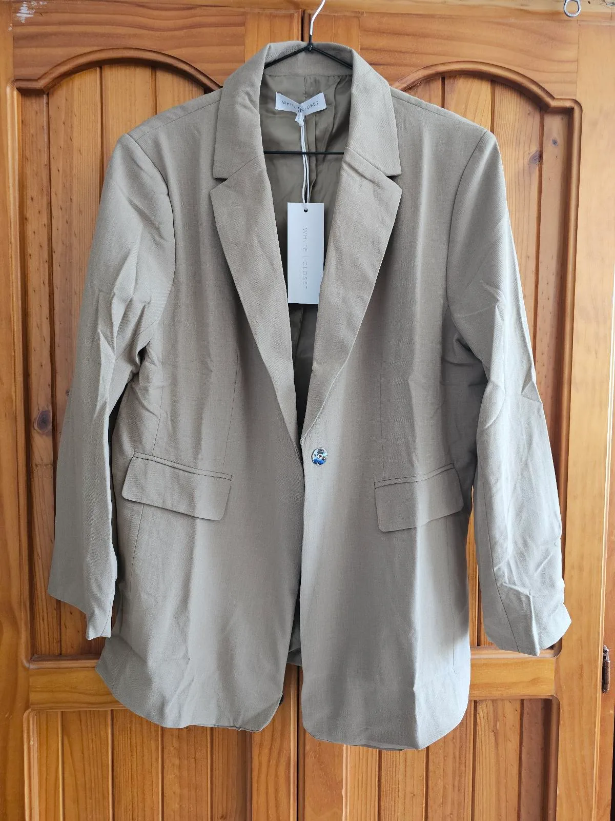 White Closet Longline blazer in Taupe/beige - Size 12 – photo 2
