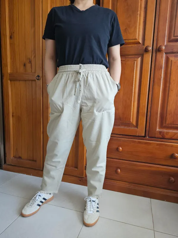Straight Natural Color Pants - Size S