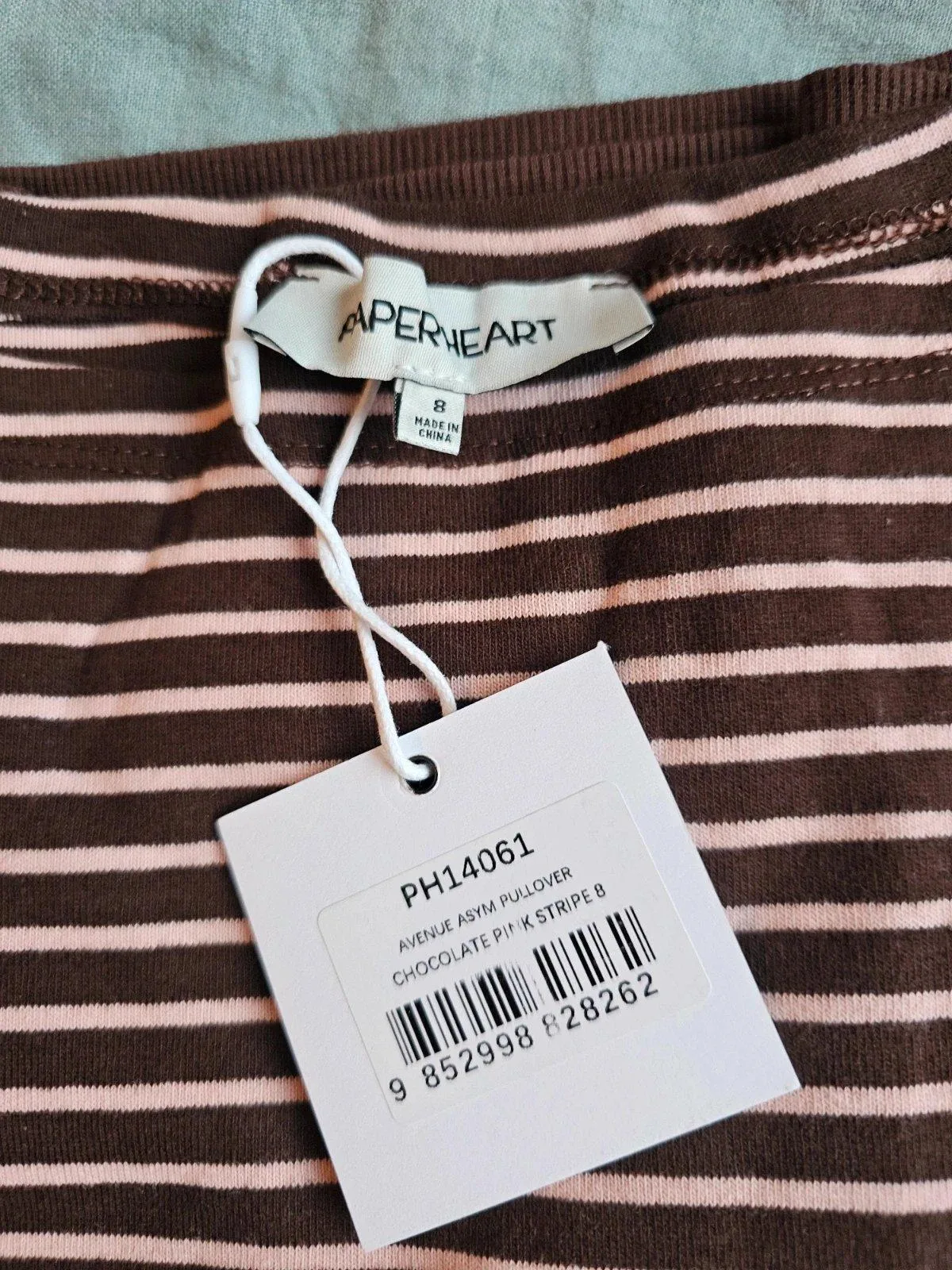 Chocolate Pink Stripes Boat Neck Size 8 (would fit 10) — photo 6