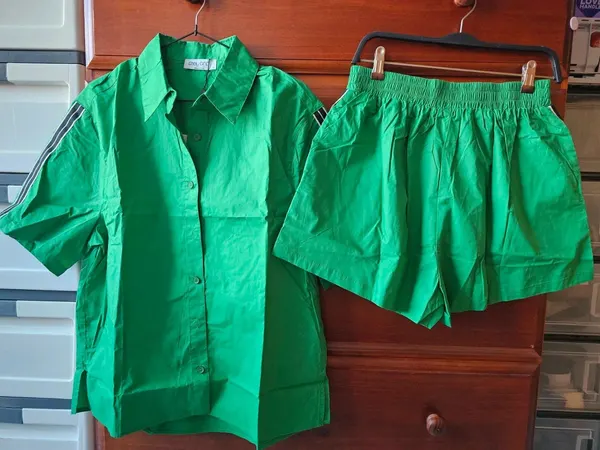 2pieces Green Cotton Sets Size S