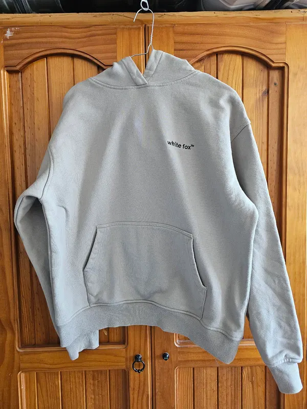 Women's White fox Grey Hoodie Size S/M