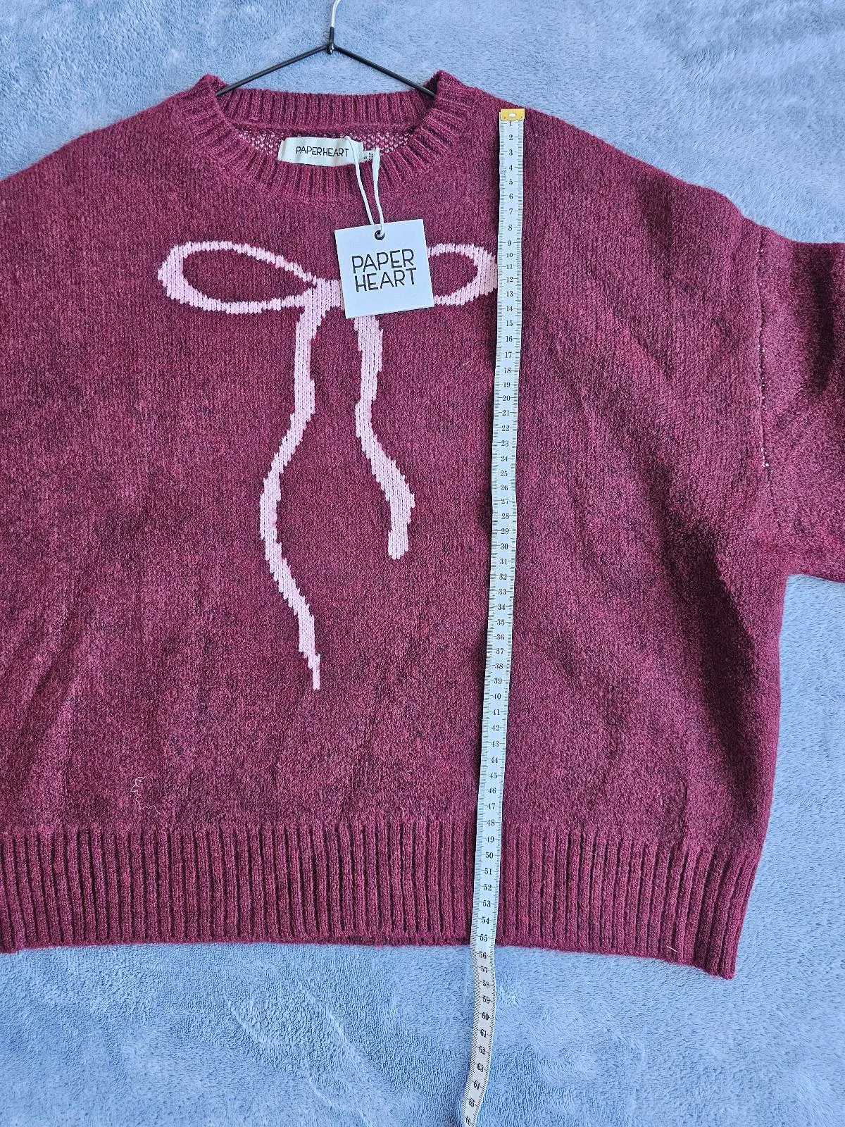 Burgundy with pink bow Sweater Size S (would fit M) – photo 5