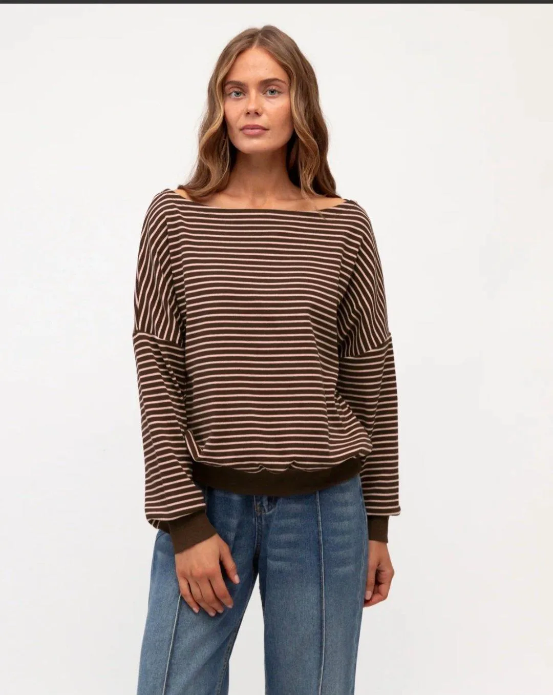 Chocolate Pink Stripes Boat Neck Size 8 (would fit 10) – photo 3