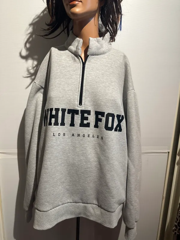whitefox  ladies grey jumper los angeles 1/4 zip . dize sm / med