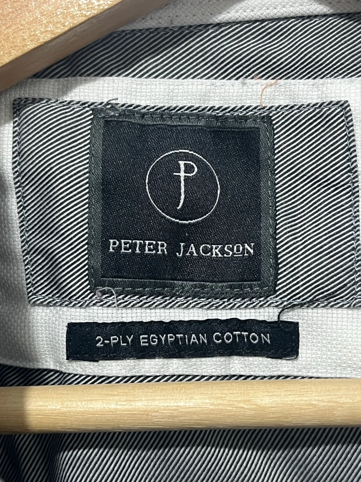 Peter Jackson Solid Dress Shirt 44 Grey 2-Ply Cotton Long Sleeve Collared – photo 2