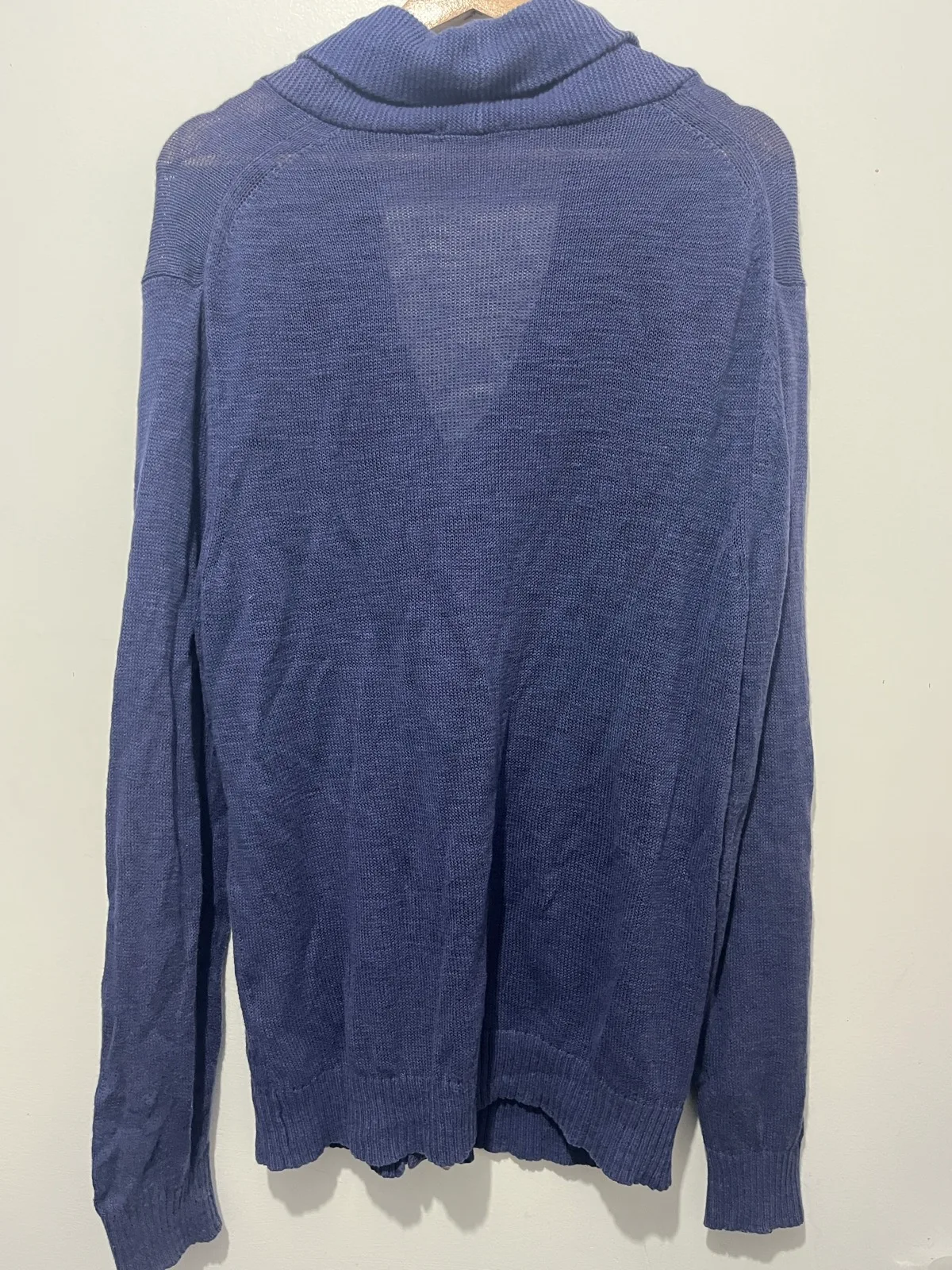 Uniqlo Linen Cotton Knit Cardigan Blue Shawl Neck Button Pockets Men’s XL – photo 3