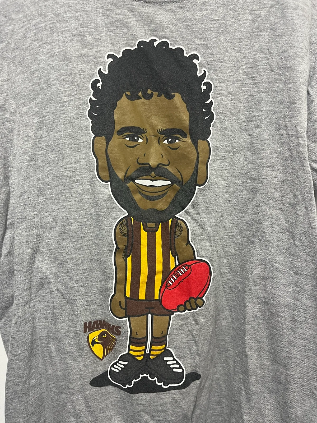 Official AFL Hawthorn Hawks Caricature Graphic Grey T-Shirt – photo 3