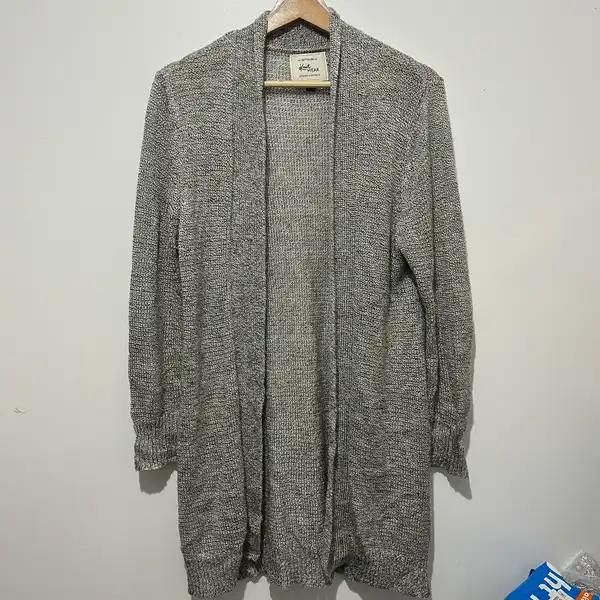 Cotton On Grey Knit Open Front Long Sleeve Cardigan Size S Regular