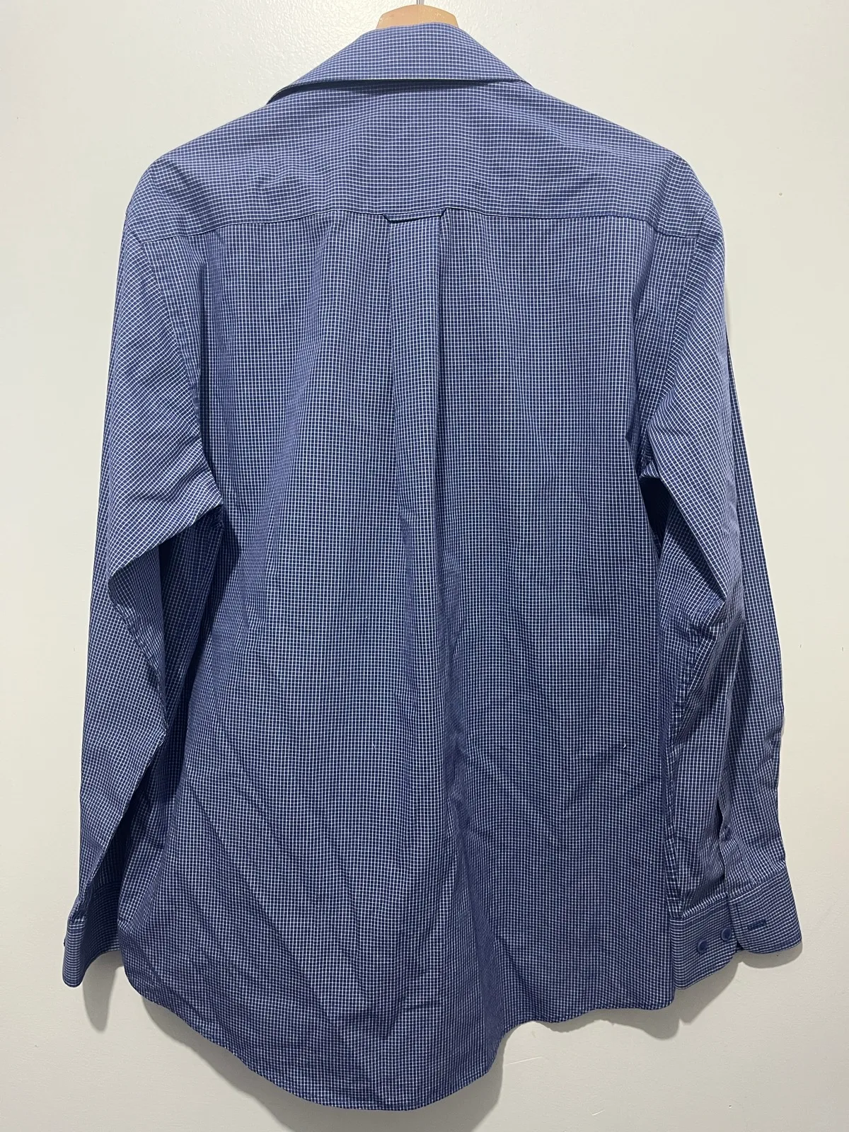 Gloster Mens Button Up Shirt Size M Blue Check Long Sleeve Collared Cotton – photo 2