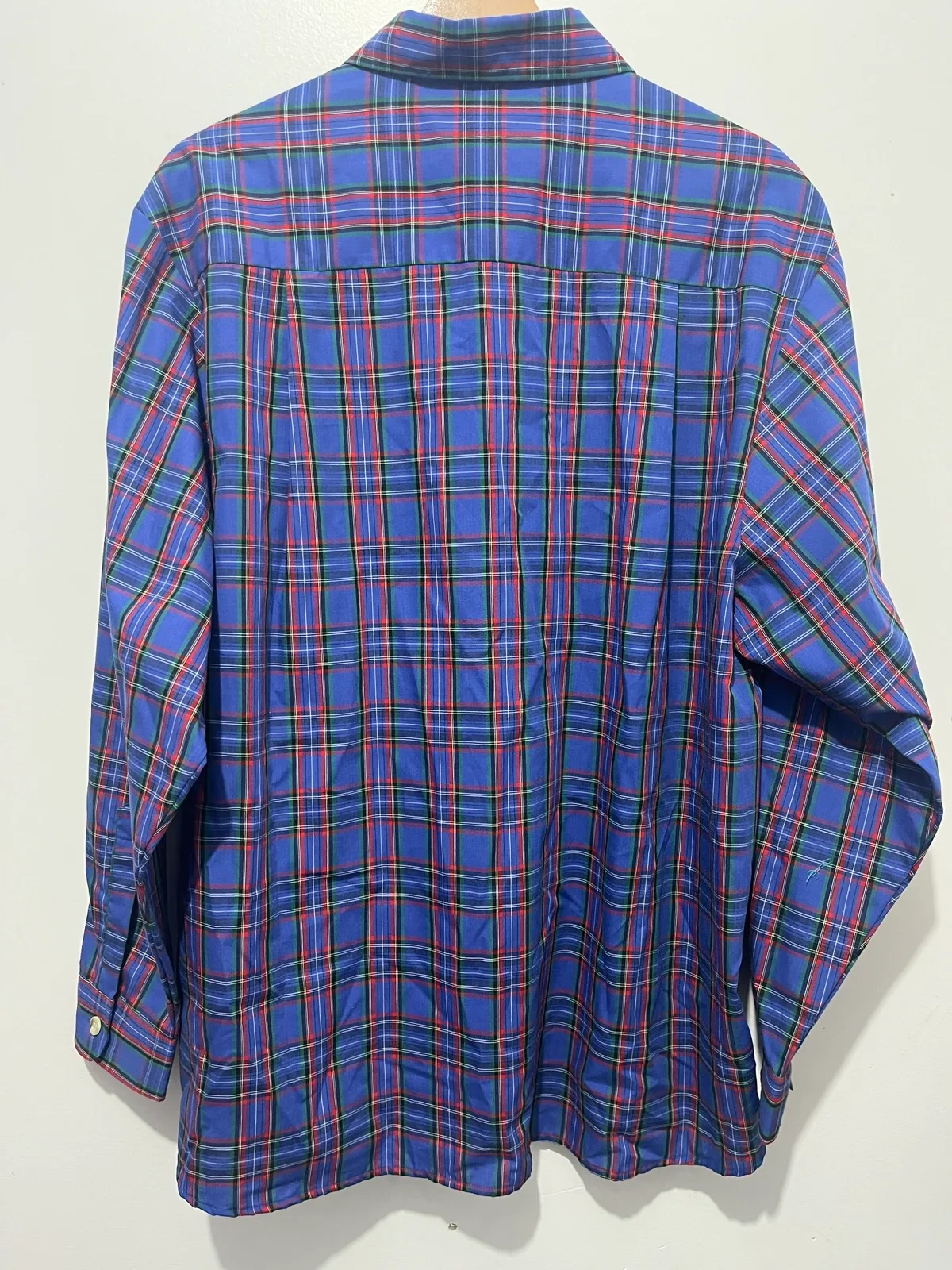 Gloster Ladies Button Up Long Sleeve Point Collar Plaid Cotton Blue Size 18 – photo 4