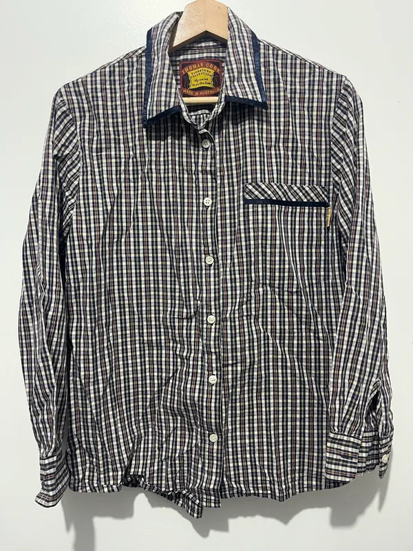 Thomas Cook Signature Collection Women’s Navy/White Check Button Up Shirt Size 1