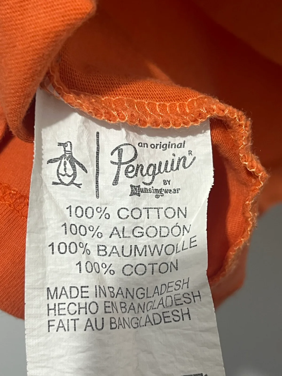Original Penguin Mens Orange Crew Neck Short Sleeve Cotton Logo T-Shirt Size S – photo 7