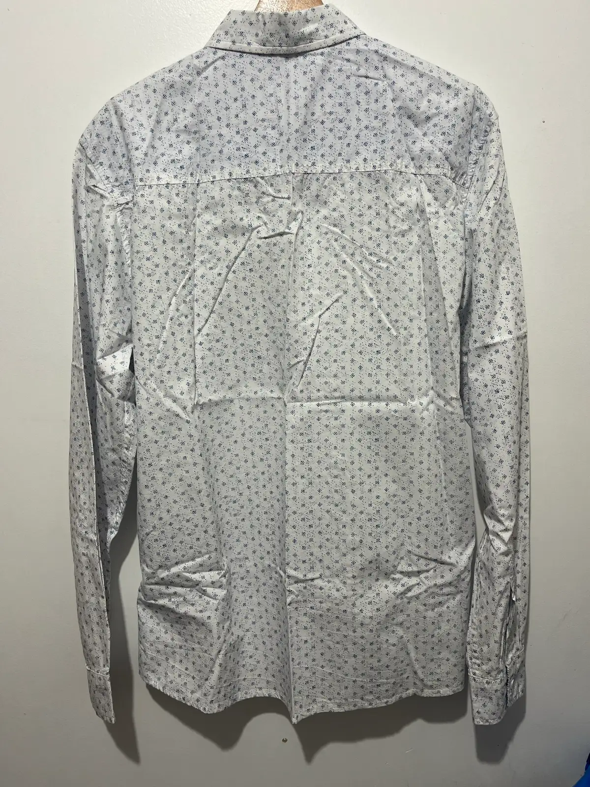 Just Jeans Floral Dress Shirt L White/Blue Woven Long Sleeve Collared – photo 2