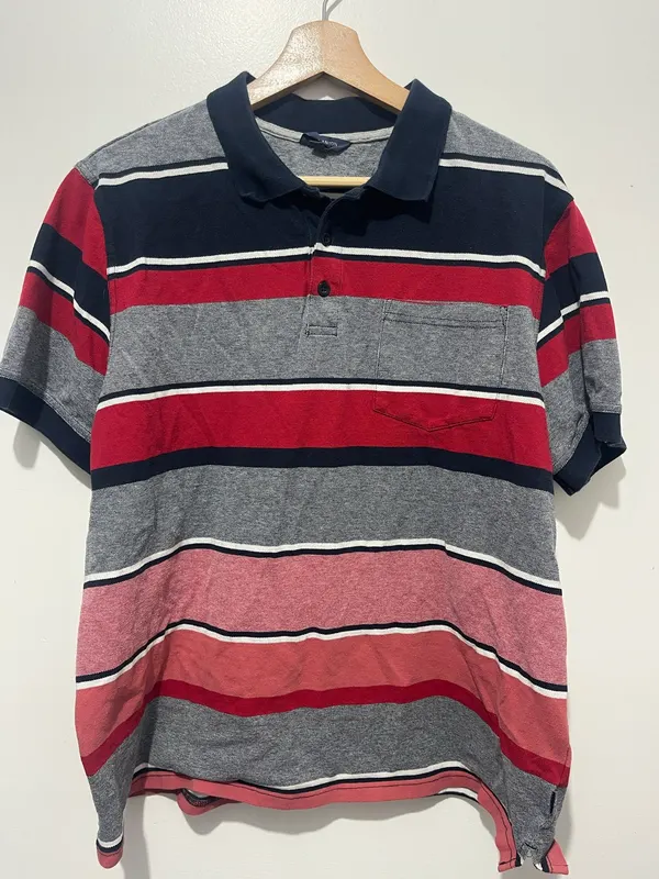 J.C. Lanyon Men’s Striped Cotton Polo Shirt Short Sleeve Collared 2XL