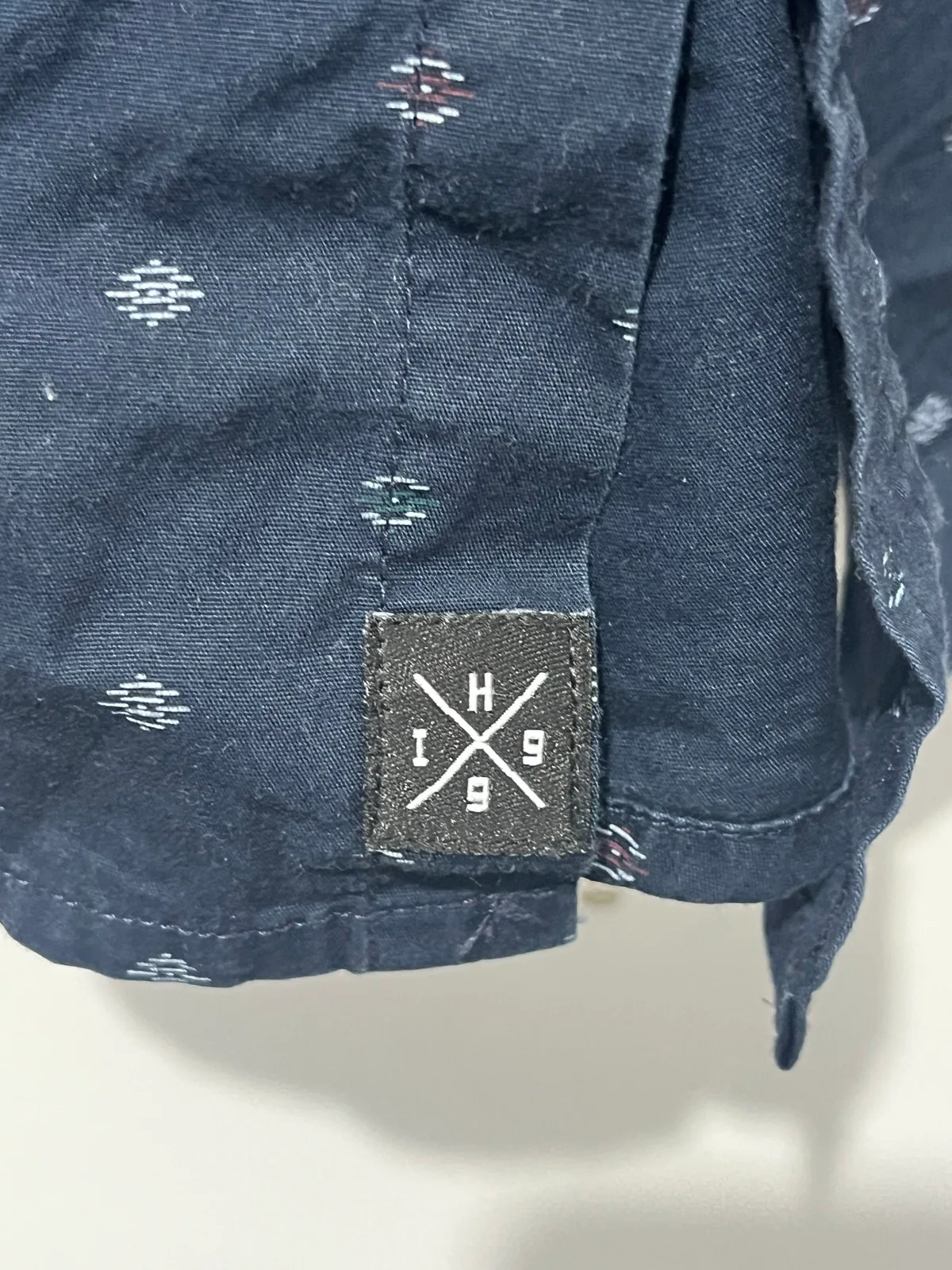 Island Haze Mens Button Up Shirt Short Sleeve Point Collar Geometric Navy XL – photo 3