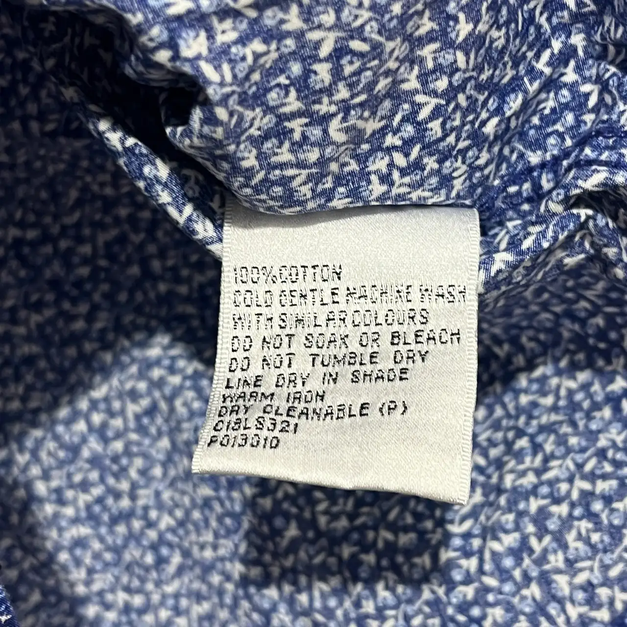 Connor Slim Fit Floral Dress Shirt S Blue/White 100% Cotton Long Sleeve – photo 3