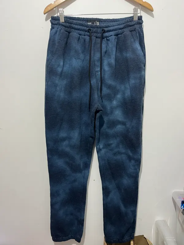 Jay Jay Trackie Women’s Blue Tie-Dye Fleece Jogger Pants Size L Pockets