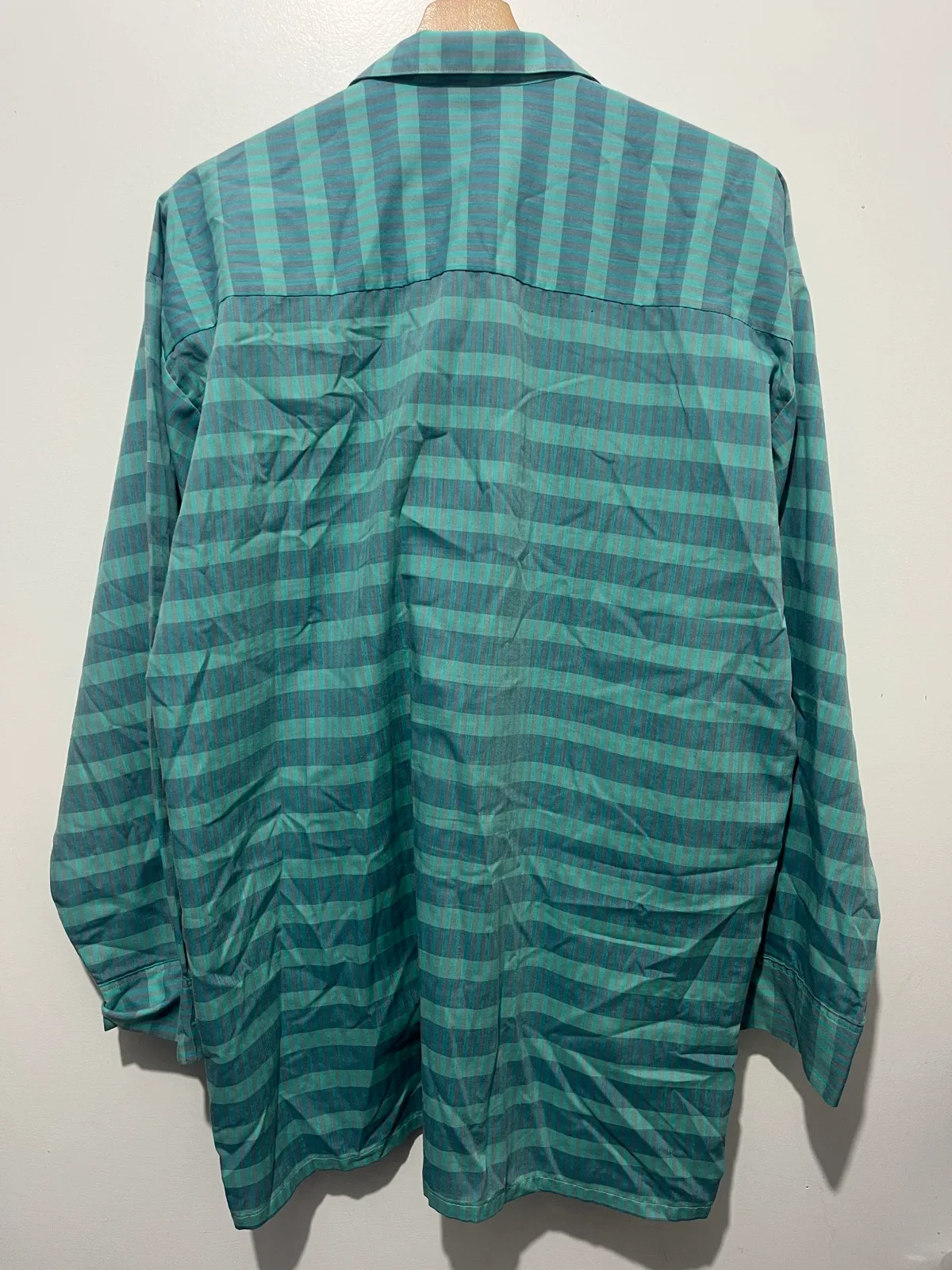 Laurent Striped Dress Shirt L Blue/Green Long Sleeve Classic Fit Collared – photo 2