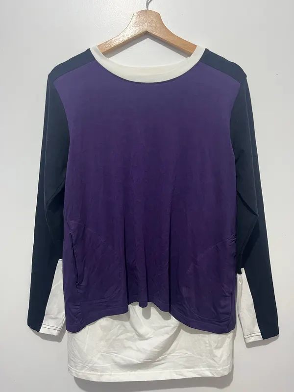 Laila & Spot Maternity Colourblock Long Sleeve Round Neck Pullover Top Purple