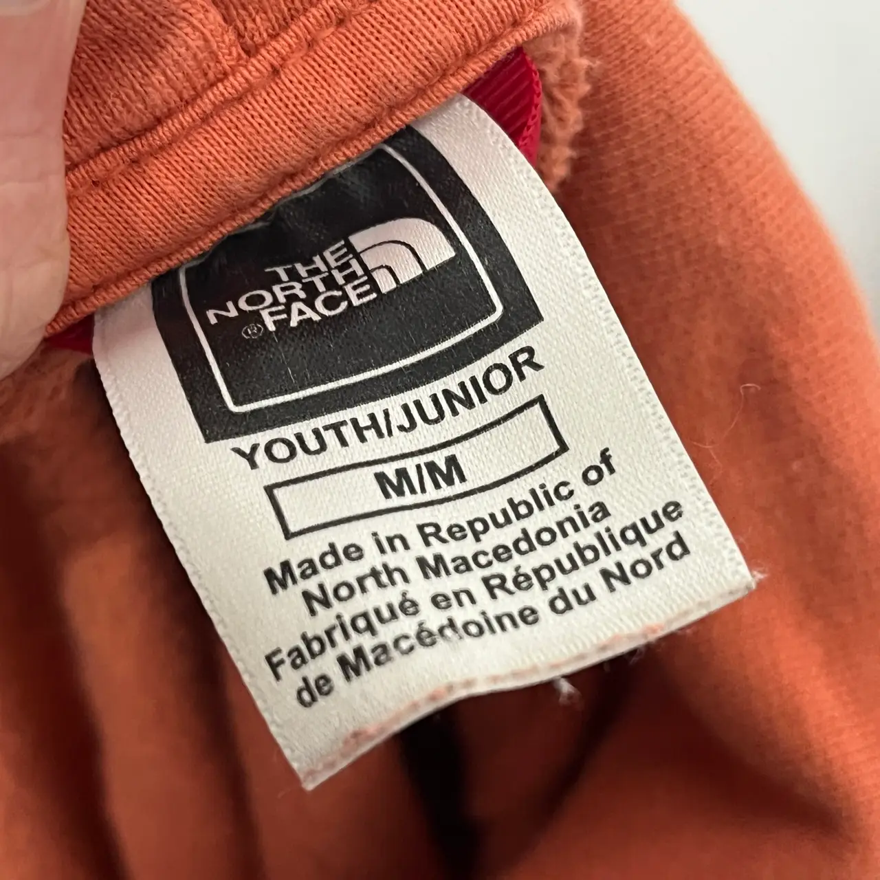 The North Face Orange Pullover Fleece Hoodie Logo Hood Pockets Teens – photo 5