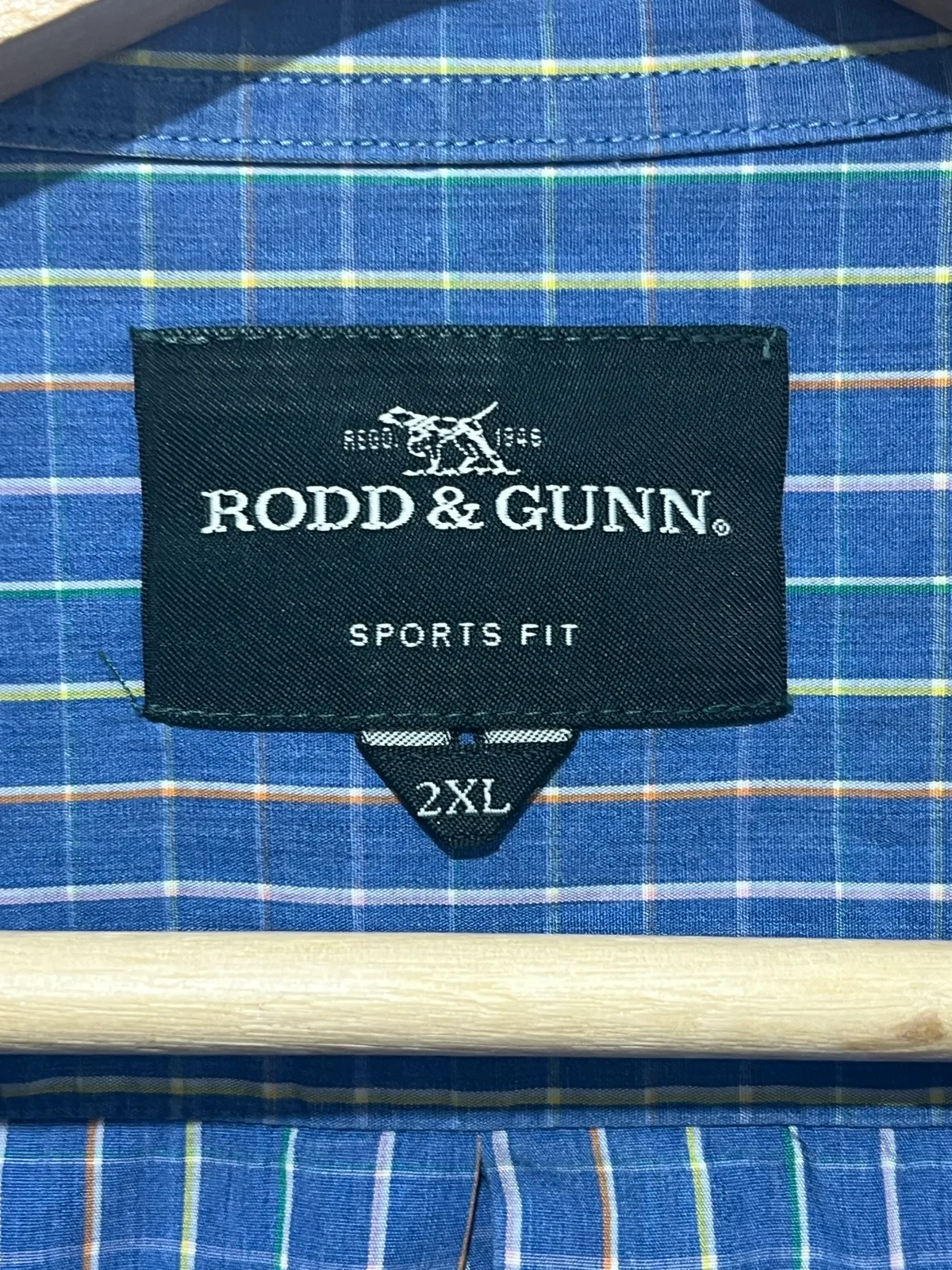 Rodd & Gunn Sports Fit Check Dress Shirt 2XL Blue Cotton Long Sleeve Collared – photo 4