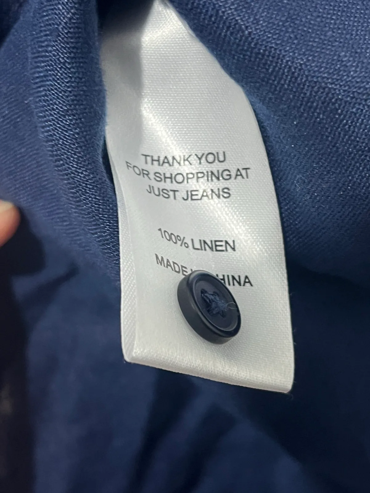 Just Jeans Mens Button Up Shirt XXL Blue Solid Linen Short Sleeve Collared – photo 3