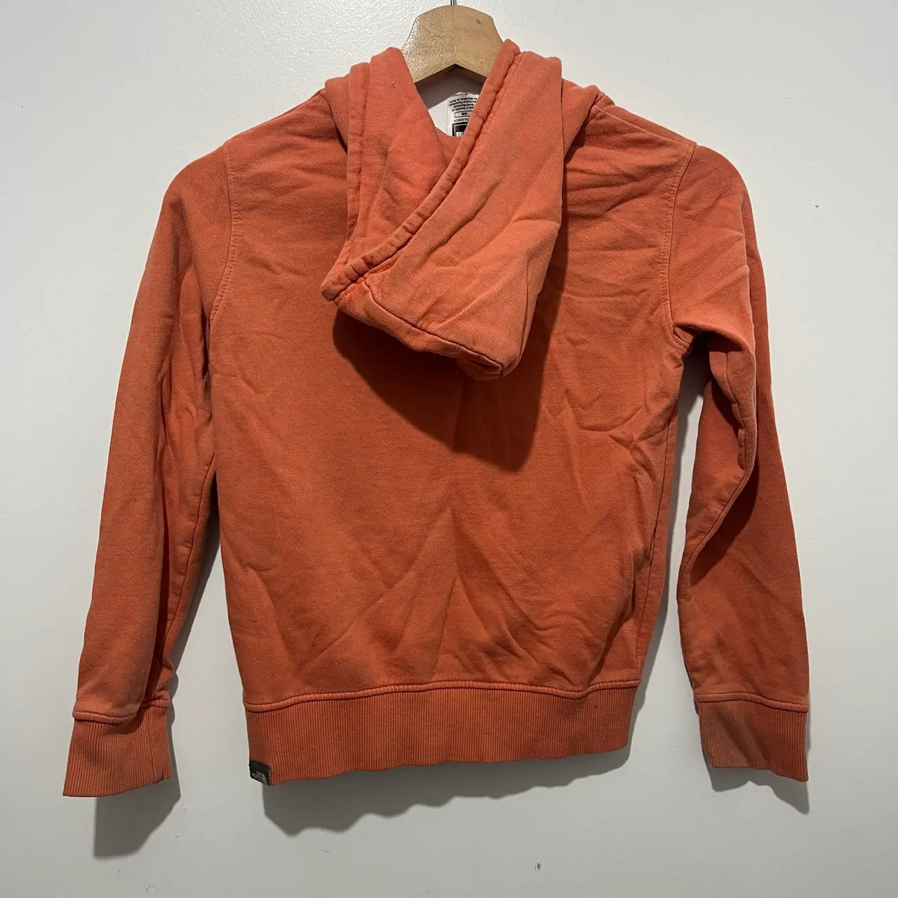 The North Face Orange Pullover Fleece Hoodie Logo Hood Pockets Teens – photo 2