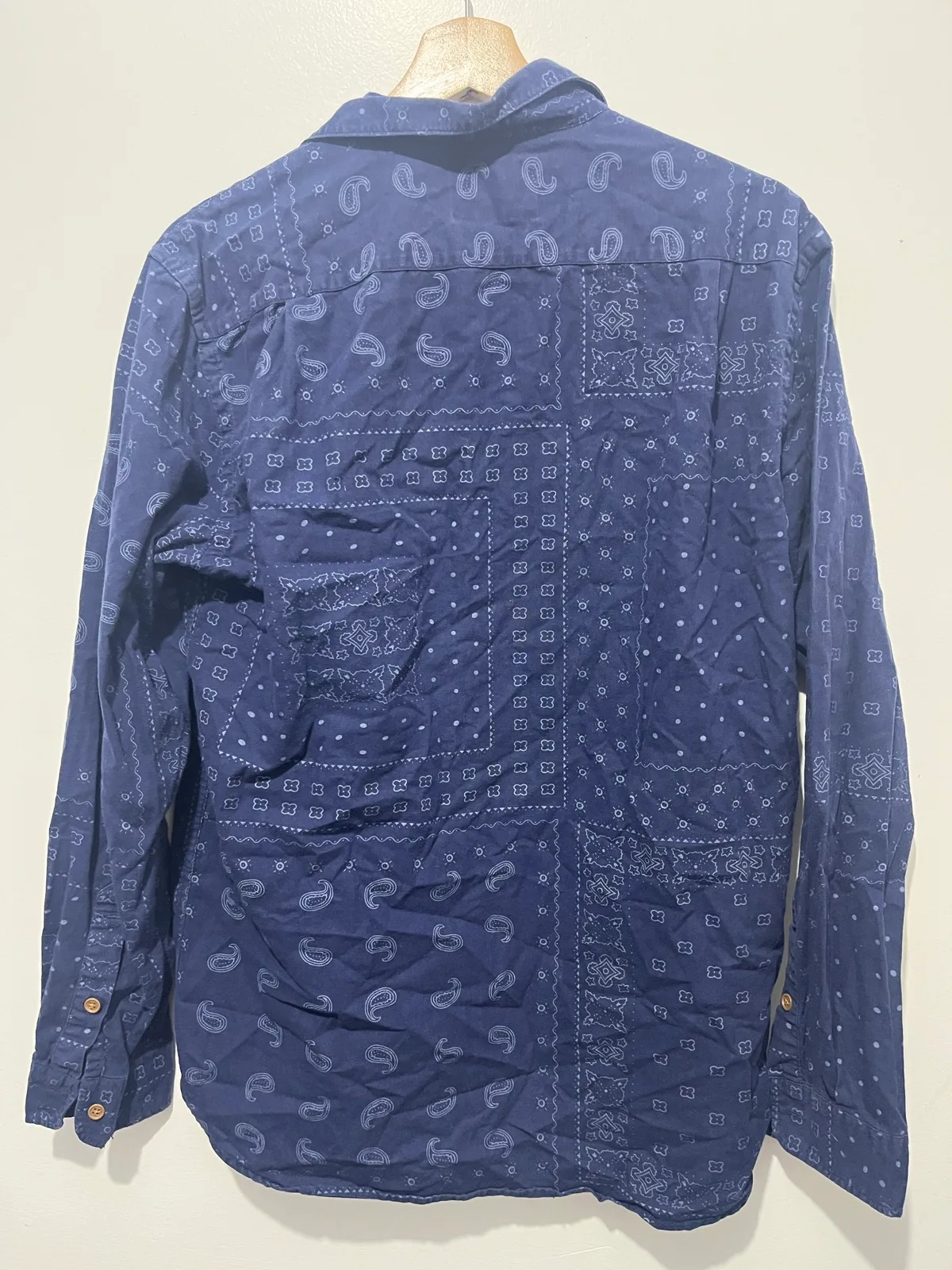 Spencer Project Mens Button Up Long Sleeve Point Collar Paisley Blue Size M – photo 2