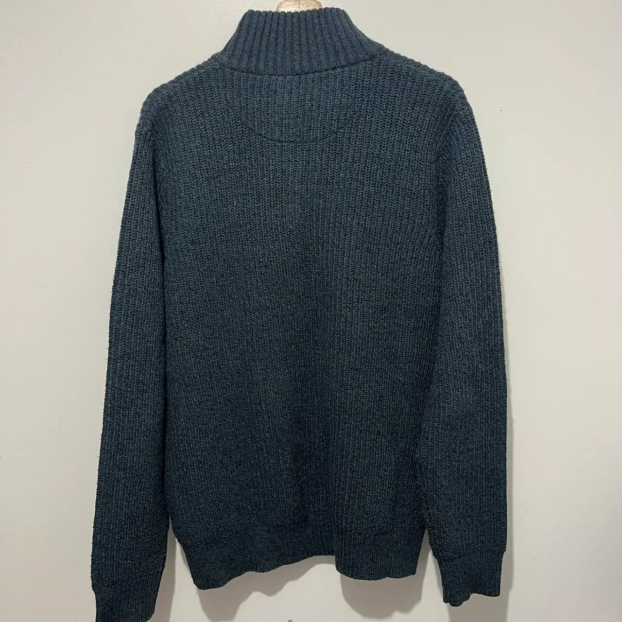 M&S Acrylic Wool Knit Jumper Blue Collared Button Neck Pullover Men’s M – photo 2