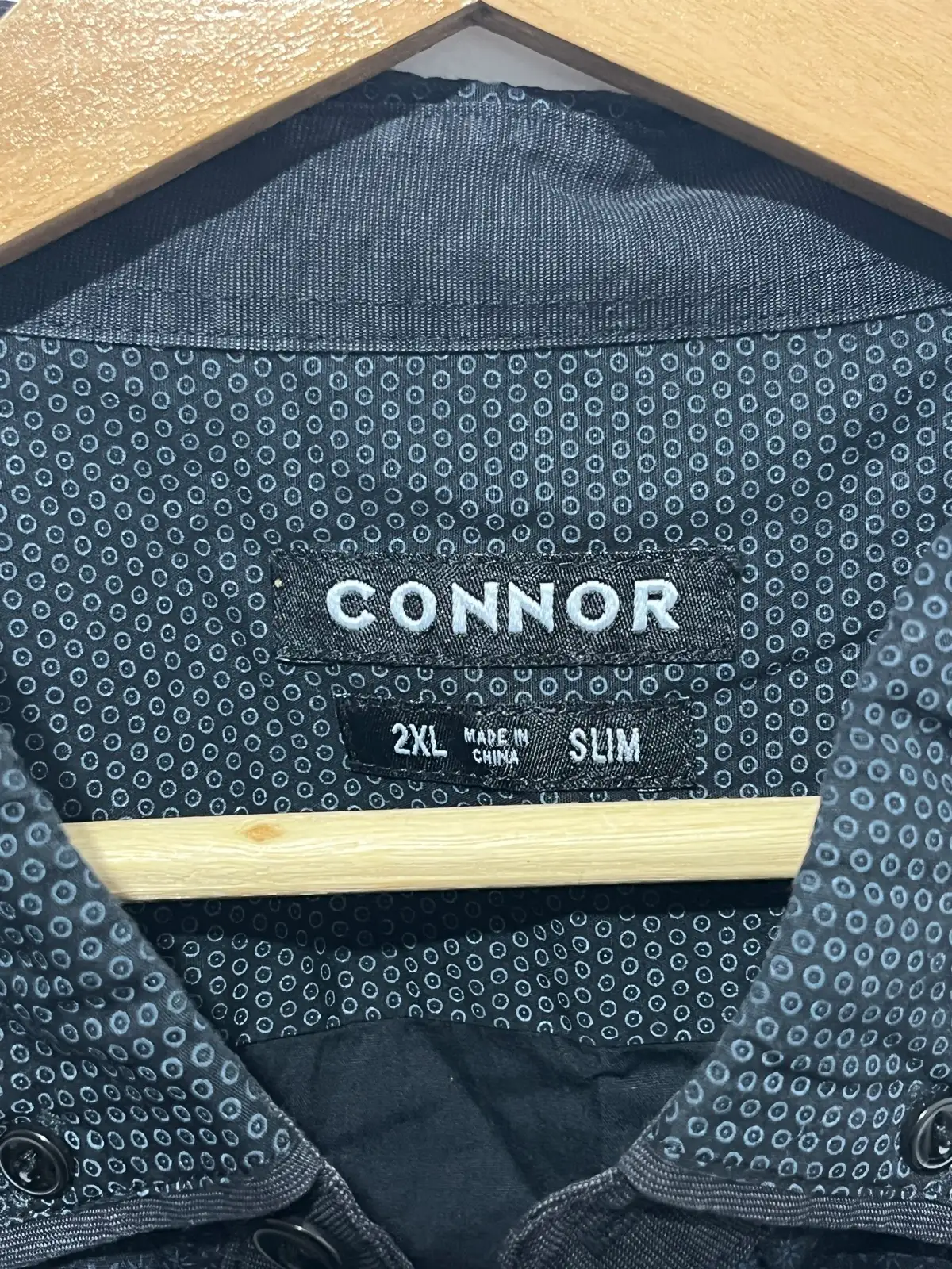 connor slim fit button up short sleeve shirt black geometric mens size 2xl – photo 4