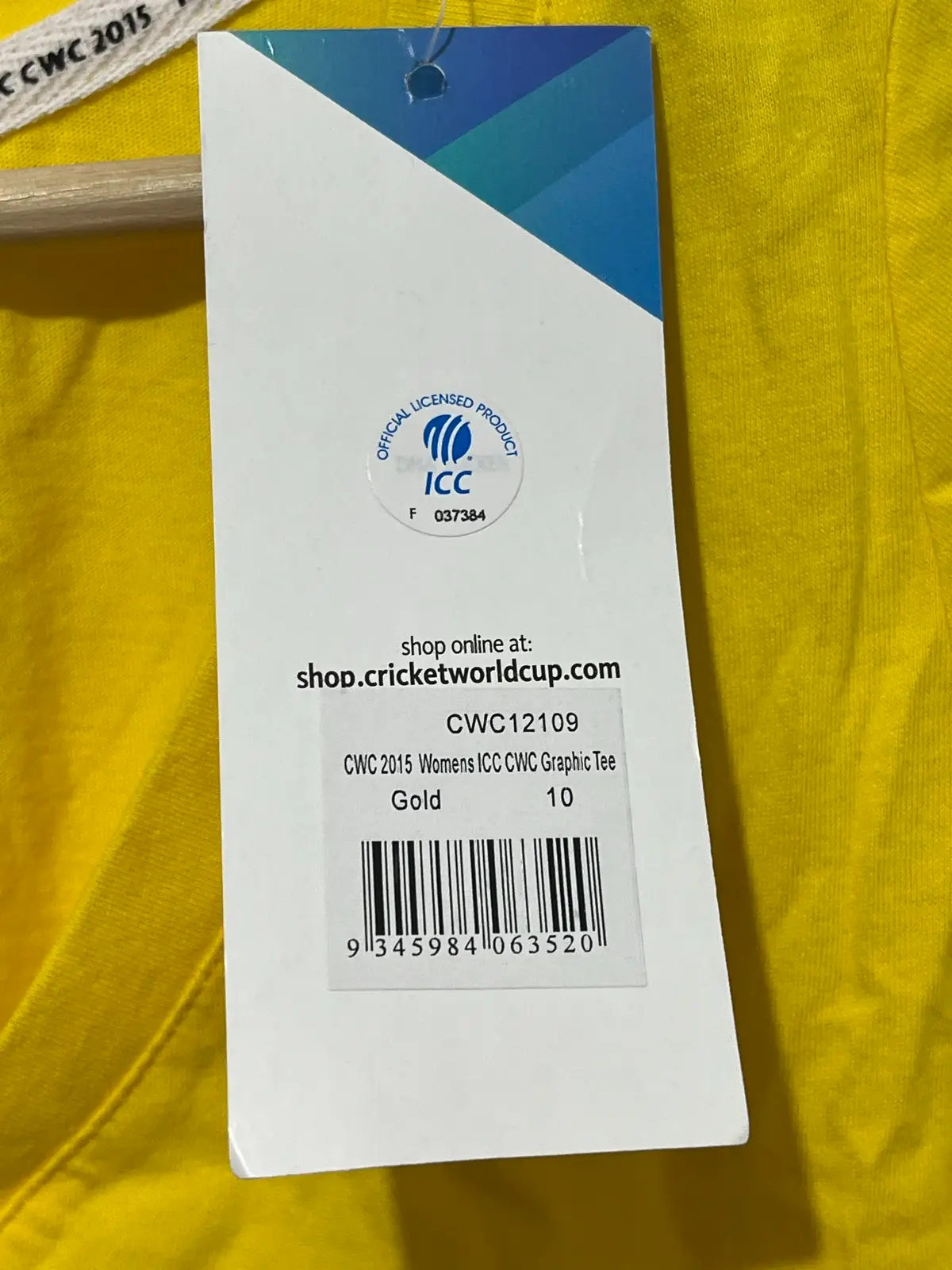 ICC Cricket World Cup 2015 Women's Graphic Tee T-Shirt Gold Size 10 Read Descrip – photo 6