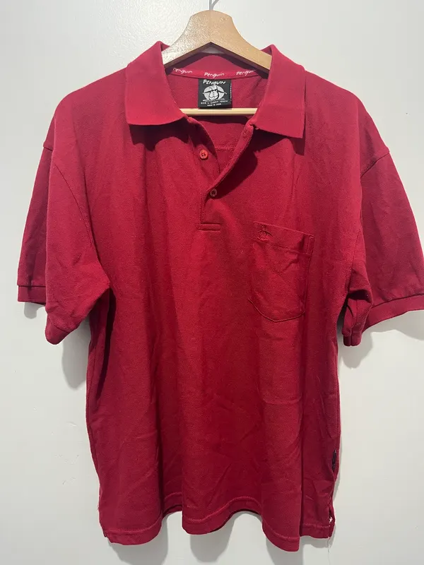 Penguin Men’s Red Cotton Polo Shirt Short Sleeve Pocket L 100cm P11745