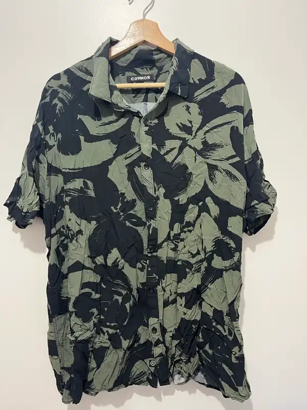 Connor Classic Fit Mens Button Up Short Sleeve Point Collar Floral 2XL