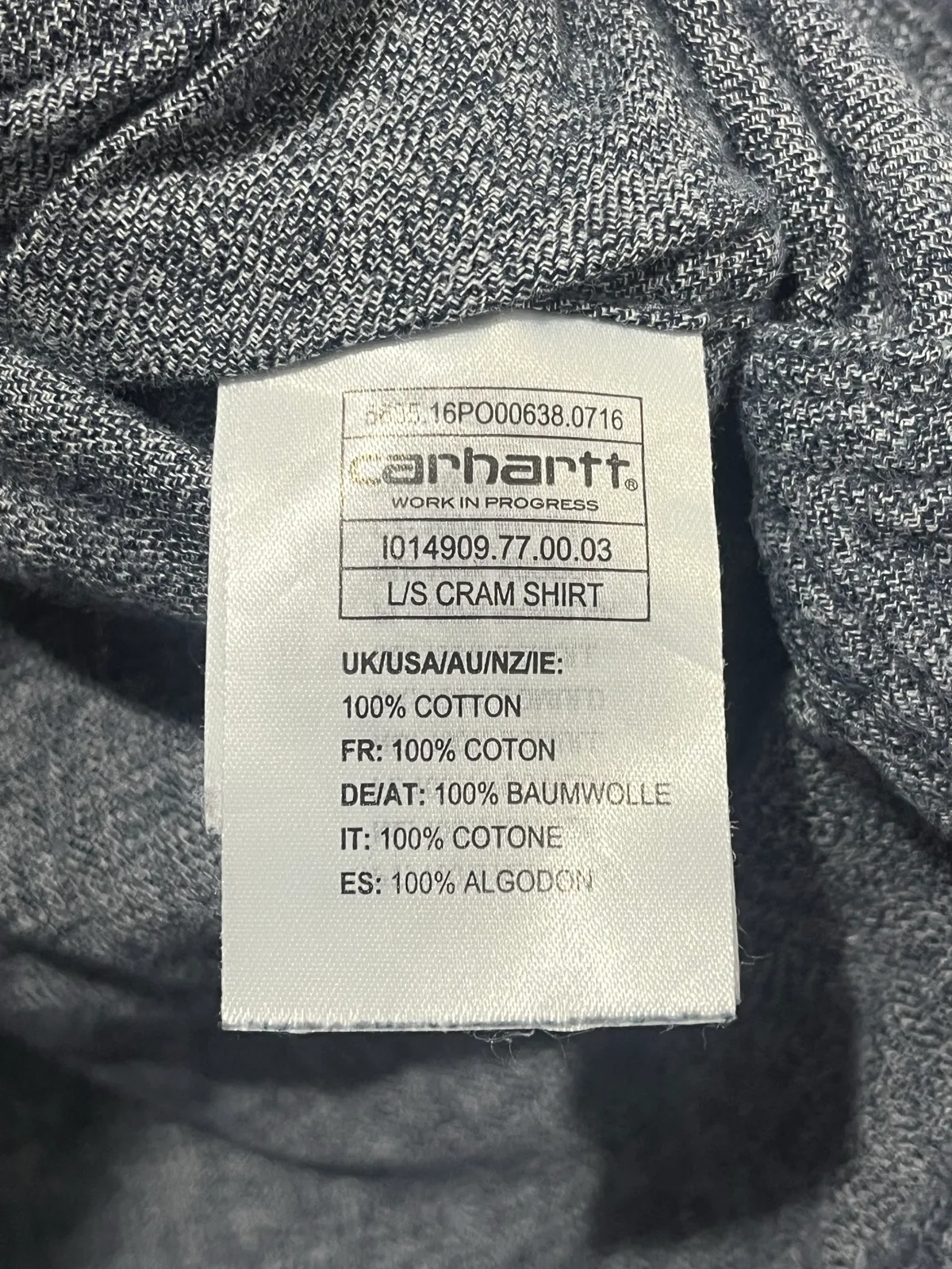 Carhartt WIP L/S Cram Shirt Mens Regular Fit Button-Down Grey Cotton S – photo 5