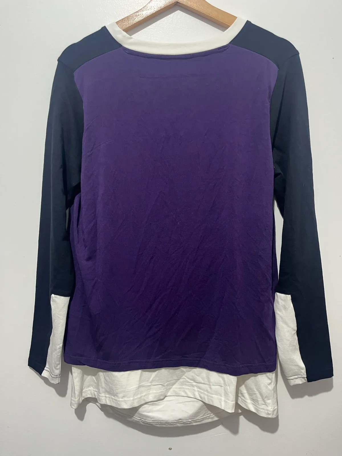 Laila & Spot Maternity Colourblock Long Sleeve Round Neck Pullover Top Purple – photo 2
