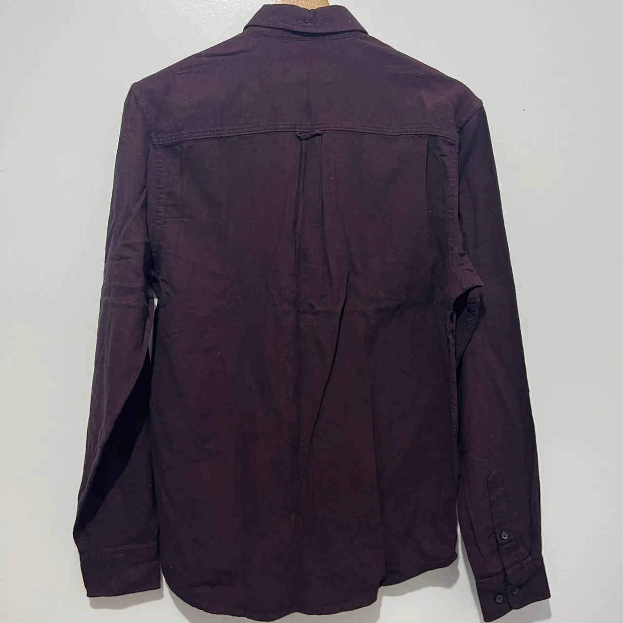 Primark Mens Button Up Long Sleeve Button-Down Collar Burgundy Cotton XS – photo 2