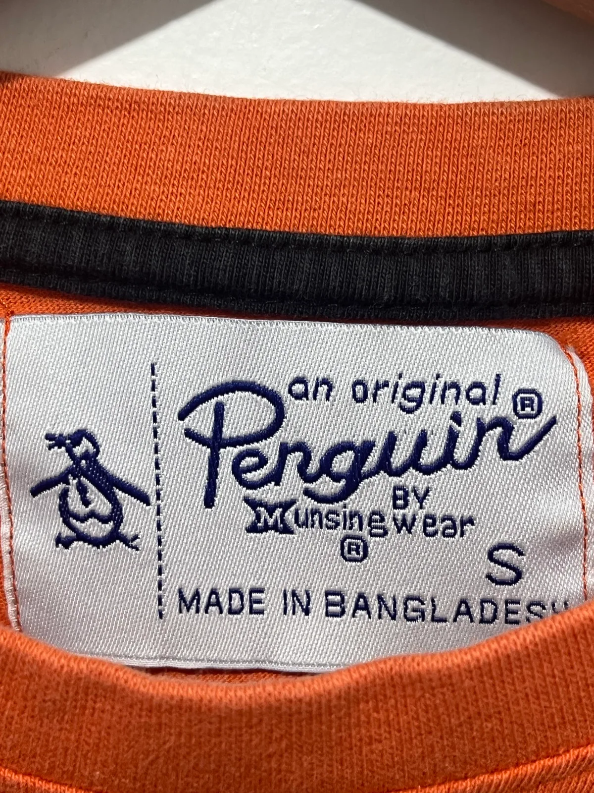 Original Penguin Mens Orange Crew Neck Short Sleeve Cotton Logo T-Shirt Size S – photo 2