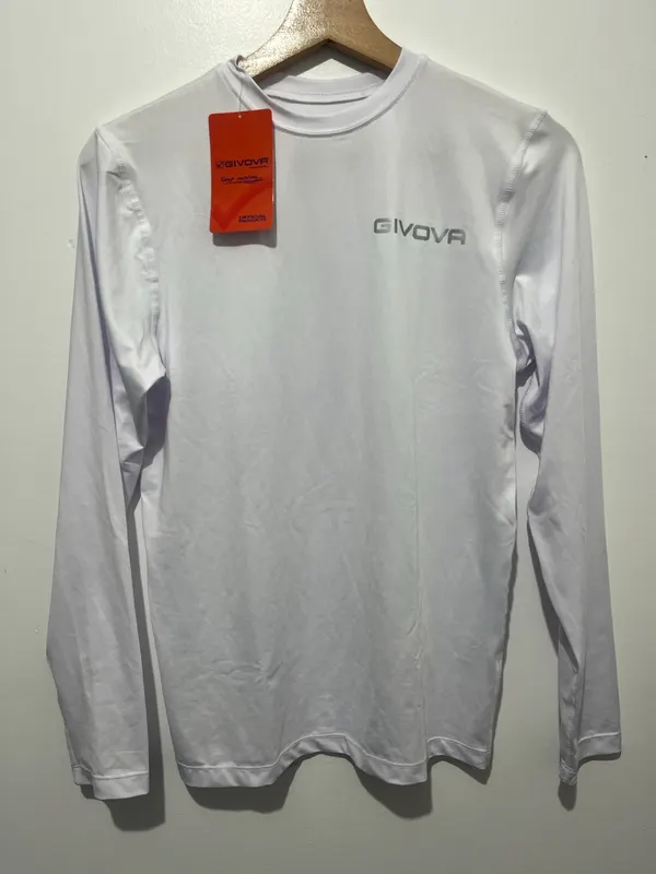 Givova Corpus 3 White Men’s Crew Neck Long Sleeve Stretch Top Athletic Fit M