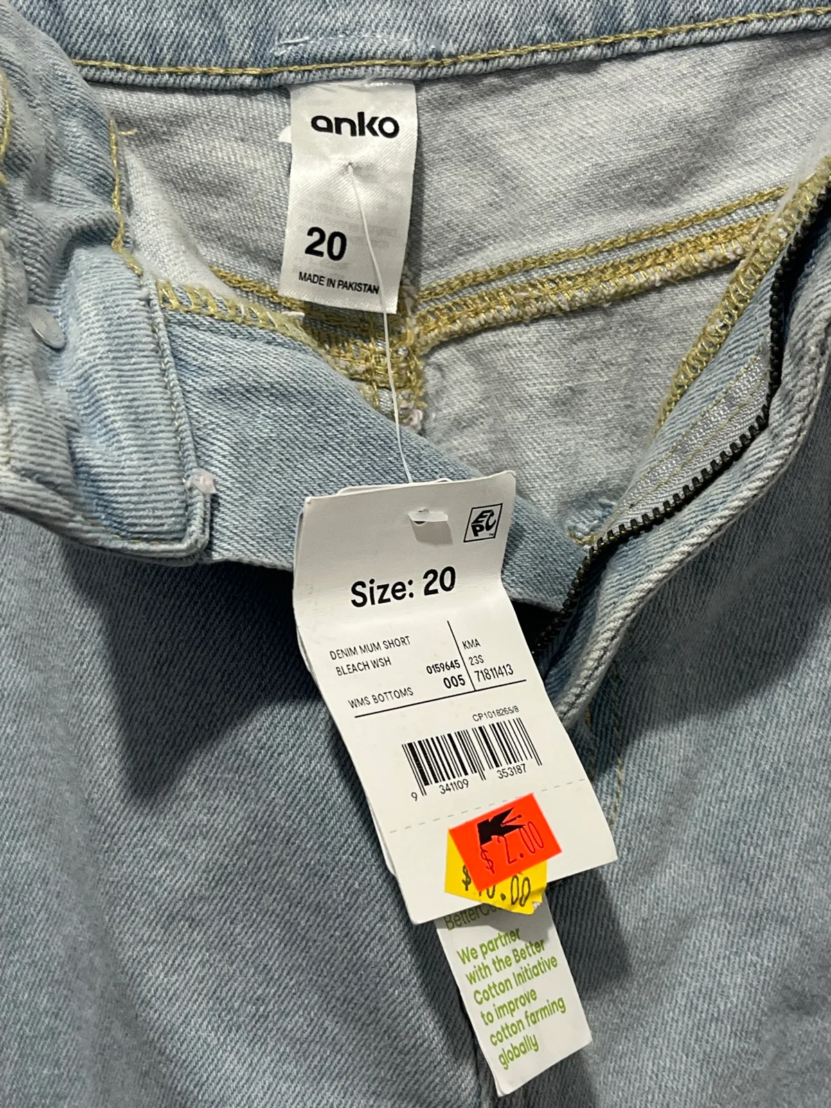 Anko Women’s Mom Shorts Size 20 Light Blue Bleach Wash Denim 5-Pocket Zip – photo 3