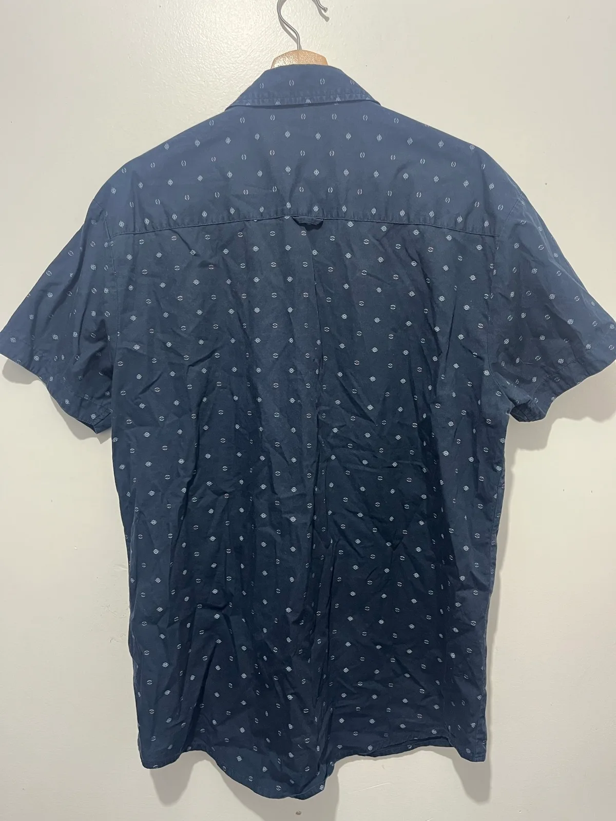 Island Haze Mens Button Up Shirt Short Sleeve Point Collar Geometric Navy XL – photo 2