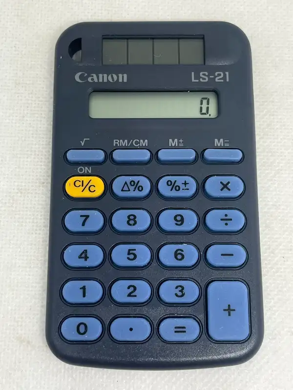 Canon LS-21 Basic Handheld Solar LCD Electronic Calculator Plastic Regular Keys