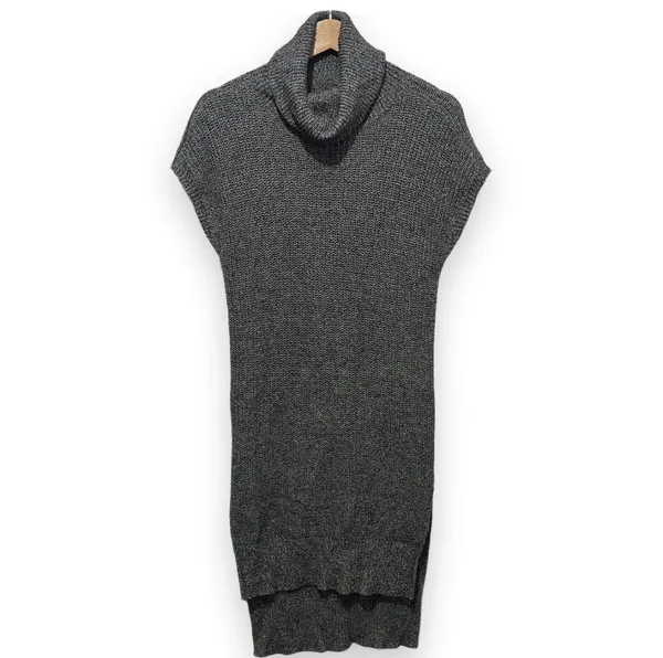 Table Eight Womens Sweater Dress XS Grey Knit Cowl Neck Short Sleeve Knee